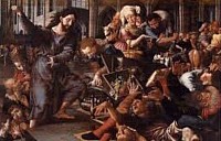 Jesus drives out the money changers from the Temple